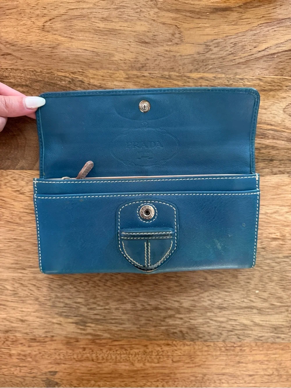 Prada Teal Blue Leather Women’s Wallet